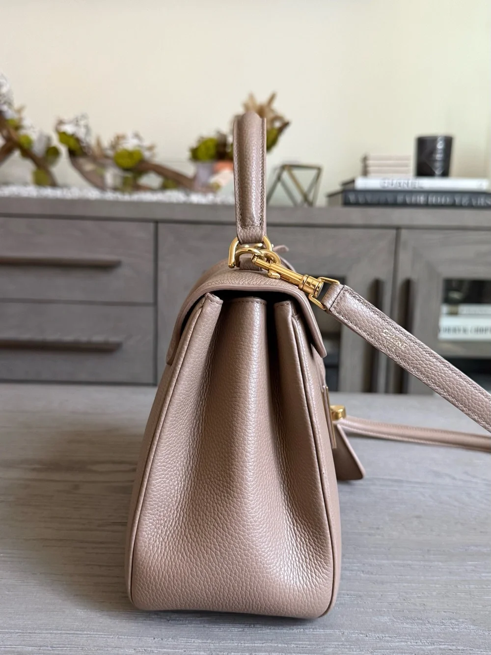 Celine - Taupe Leather Top-Handle Bag